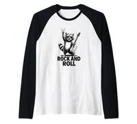Cool Funny Rock & Roll Raccoon Cartoon Graphic Designs Camiseta Manga Raglan