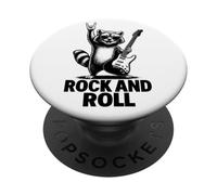 Cool Funny Rock & Roll Raccoon Cartoon Graphic Designs PopSockets PopGrip Adhesivo