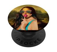 Cool Funny Sarcastic Mona Lisa Illustration Graphic Designs PopSockets PopGrip Adhesivo
