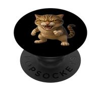 Cool Funny Wild Fury Cat Illustration Graphic Designs PopSockets PopGrip Adhesivo