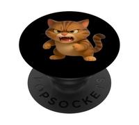 Cool Funny Wild Fury Cat Illustration Graphic Designs PopSockets PopGrip Adhesivo