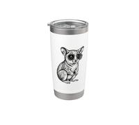 Cool Gálago Gafas Dibujo Bush Baby Vaso térmico de acero inoxidable de doble pared