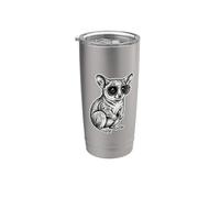 Cool Gálago Gafas Dibujo Bush Baby Vaso térmico de acero inoxidable de doble pared