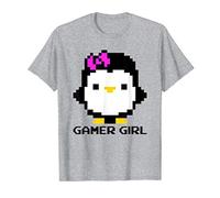Cool Gamer Girl Cute Penguin Videojuegos de 8 bits Camiseta