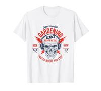 Cool Gardening Heavy Rock Music Skull para amantes de la música de jardín Camiseta