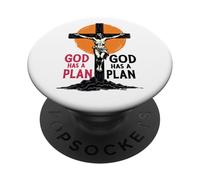 Cool God Has a Plan Jesucristo Cruz Diseño Hombres Mujeres Niños PopSockets PopGrip Adhesivo