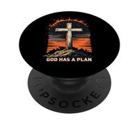 Cool God Has a Plan Jesucristo Cruz Diseño Hombres Mujeres Niños PopSockets PopGrip Adhesivo
