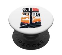 Cool God Has a Plan Jesucristo Cruz Diseño Hombres Mujeres Niños PopSockets PopGrip Adhesivo