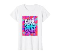 Cool Graffiti Vibes Art Inspirational Quotes Graphic Camiseta gráfica económica, Mujer, Blanco, S