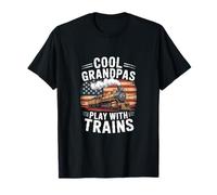 Cool Grandpas Play with Trains Vintage Retro Railroad Camiseta
