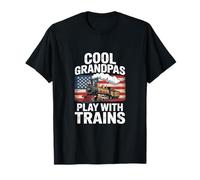 Cool Grandpas Play with Trains Vintage Retro Railroad Camiseta