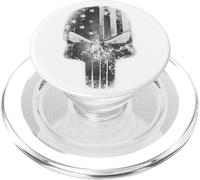Cool Gray American US Flag Skull Warrior Military Hero PopSockets PopGrip para MagSafe