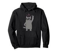 Cool Gray Cat Rock Hand Sign Gafas De Sol Gráfico Y Rollo Sudadera con Capucha