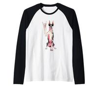 Cool Great Danés Rock Hand Sign Gafas de Sol Gráfico Perro Y Camiseta Manga Raglan