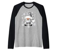 Cool Grey Santa Gnomie For Gothic and EMO with Winter GNOME Camiseta Manga Raglan