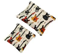 Cool Guitars - Bolsa de cosméticos de bolsillo con patrón sin costuras, impermeable, sin cremallera, cierre automático, mini almacenamiento de viaje portátil para auriculares y joyas, multicolor,