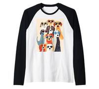 Cool Happy Dogs in Shades - Regalo Divertido de Moda para los Amantes de Las Mascotas Camiseta Manga Raglan