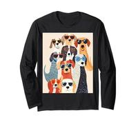 Cool Happy Dogs in Shades - Regalo Divertido de Moda para los Amantes de Las Mascotas Manga Larga