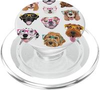 Cool Happy Funny Dogs con Gafas de Colores - Regalo PopSockets PopGrip para MagSafe