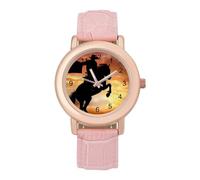 Cool Horse Rider - Elegante reloj analógico de cuarzo para mujer, correa de piel