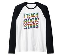Cool I Teach Rock Stars Maestro Coro Equipo Alfabetización Motivar Camiseta Manga Raglan