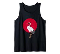 Cool Japan Flag Red Dot with Red Crowned Crane Japanese Bird Camiseta sin Mangas
