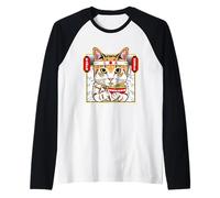 Cool Japanese Cat Eats Ramen Graphic Tees & Cool Designs Fun Camiseta Manga Raglan