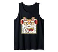 Cool Japanese Cat Eats Ramen Graphic Tees & Cool Designs Fun Camiseta sin Mangas