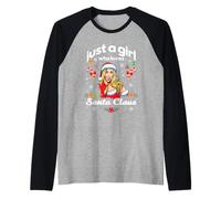 Cool Just a Girl Who Loves Santa Claus Illustration Graphic Camiseta Manga Raglan
