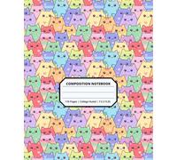 Cool Kawaii Cat Kitten Animal Patterns Composition Notebook for Adults Kids Boys Girls Teens 110 Pages College Ruled 7.5 x 9.25 Lined Paper ... Students Friends Boyfriends Girlfriends