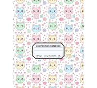 Cool Kawaii Cat Kitten Animal Patterns Composition Notebook for Adults Kids Boys Girls Teens 110 Pages College Ruled 7.5 x 9.25 Lined Paper ... Students Friends Boyfriends Girlfriends