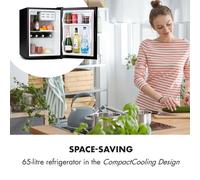 Klarstein Nevera Pequeña Portatil Eléctrica, Mini Nevera Silenciosa, Habitación, Caravana, Oficina, Frigorificos Pequeños Bandeja Antigoteo, Refrescos, Cervezas, Cosméticos, Minibar 0-10°C, 65 l.