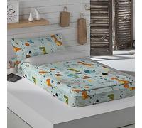 COOL KIDS Saco Nórdico con Relleno Cama 105, 100% Algodón, Juego de Saco Nórdico 105x190/200 cm + Relleno de 300 gr + 1 Funda de Almohada 45x125, Saurus