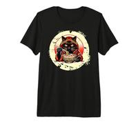 Cool Kitty Comiendo Ramen Japonés Ramen Amante de los Fideos Camiseta Premium