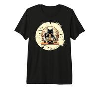 Cool Kitty Comiendo Ramen Japonés Ramen Amante de los Fideos Camiseta Premium