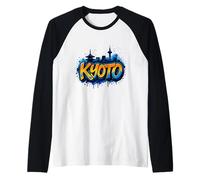 Cool Kyoto, Japón Graffiti Street Art Skyline Camiseta Manga Raglan