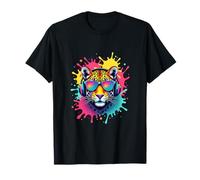 Cool Leopard con Auriculares Retro Splash Camiseta