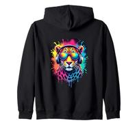 Cool Leopard con Auriculares Retro Splash Sudadera con Capucha