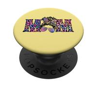 Cool Leopard Momma Graphic For Summer Women Messy Bun Mom PopSockets PopGrip Adhesivo