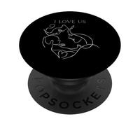 Cool Line Art Familia Ilustración Amar Papá y Mamá Nos Aman PopSockets PopGrip Adhesivo