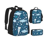 Cool Lion - Mochila escolar para adolescentes, viajes, para niñas y niños, viene con una bolsa cruzada para el almuerzo y un estuche, azul, una, color, 5.0cm*10.5cm*20.5cm, Estuche para lápices