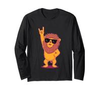 Cool Lion Rock Hand Sign Gafas de Sol Animal Graphic and Roll Manga Larga