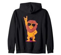 Cool Lion Rock Hand Sign Gafas de Sol Animal Graphic and Roll Sudadera con Capucha