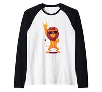 Cool Lion Rock On Funny Animal Lover Graphic Gafas de Sol Camiseta Manga Raglan