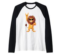 Cool Lion Rock On Funny Animal Lover Graphic Gafas de Sol Camiseta Manga Raglan