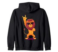Cool Lion Rock On Funny Animal Lover Graphic Gafas de Sol Sudadera con Capucha