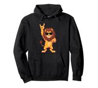 Cool Lion Rock On Funny Animal Lover Graphic Gafas de Sol Sudadera con Capucha