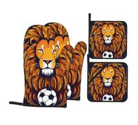Cool Lionoven Guantes y soportes para ollas, 4 unidades, resistentes al calor, accesorios de cocina antideslizantes para el hogar