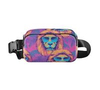 Cool Lions Tropical Paradise Peach Purple - Riñonera para mujeres, hombres y adolescentes, mini cinturón de pecho con correa ajustable para viajes, correr, senderismo, Cool Lions Tropical Paradise