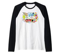 Cool London Doodles Graphic Animes, London Graffiti Colors Camiseta Manga Raglan